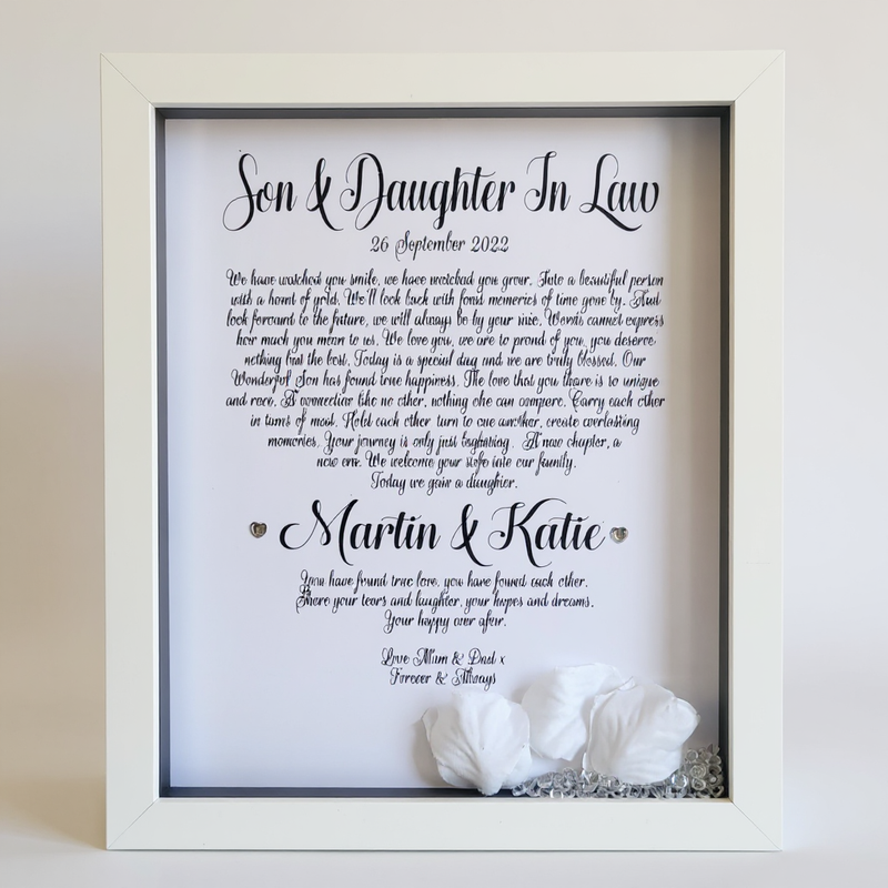 Son and Daughter in Law Framed Wedding Poem PureEssenceGreetings