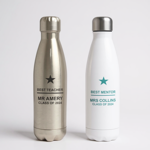 TEACHER Personalised Metal Insulated Flask Bottle | White | Silver PureEssenceGreetings