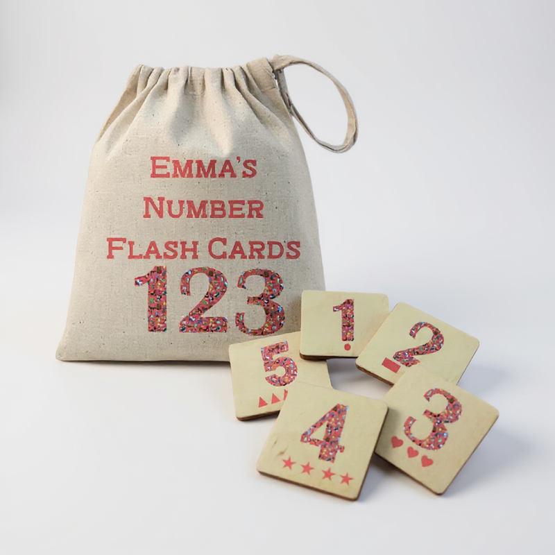 Number Flash Cards with Personalised Bag PureEssenceGreetings