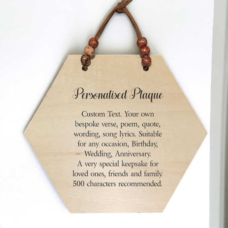 Create Your Own Personalised Plaque | Hexagon