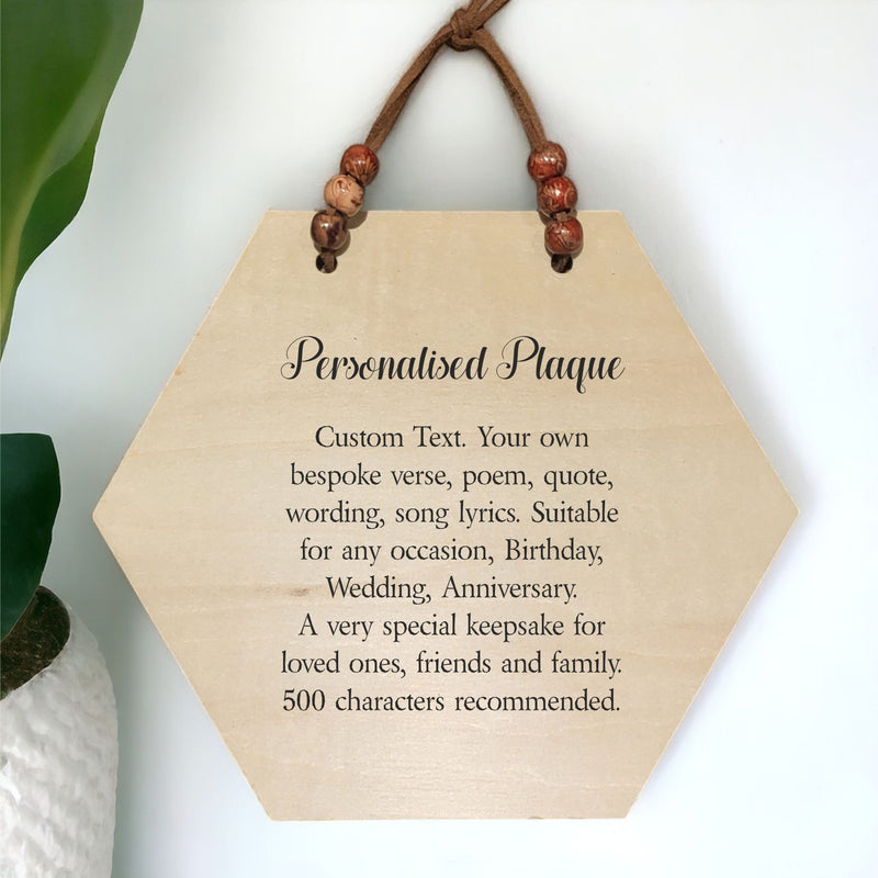 Create Your Own Personalised Plaque | Hexagon