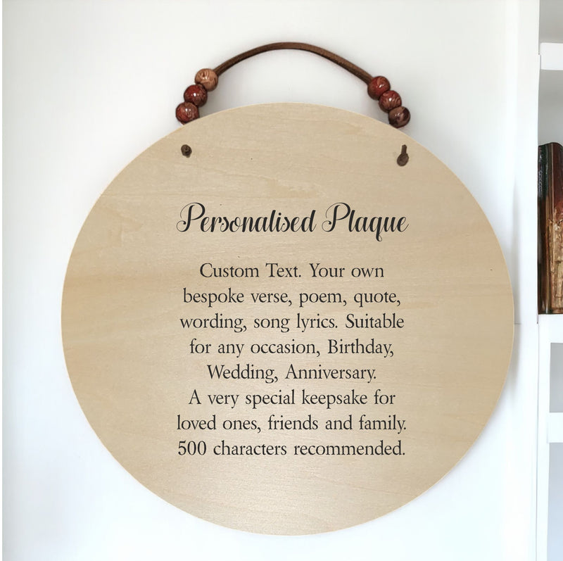 Create Your Own Personalised Plaque | Round