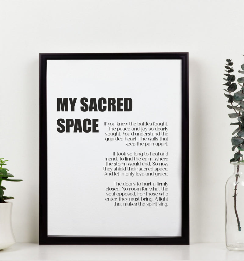 My Sacred Space" Poem Print – A Reflection of Healing and Inner Peace Pure Essence Greetings