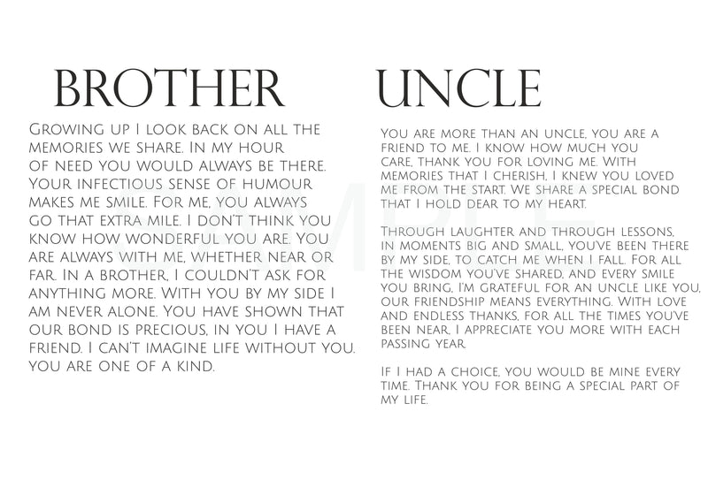 Brother/Uncle Mini Photo Poem Book: Celebrating the Bond You Share PureEssenceGreetings