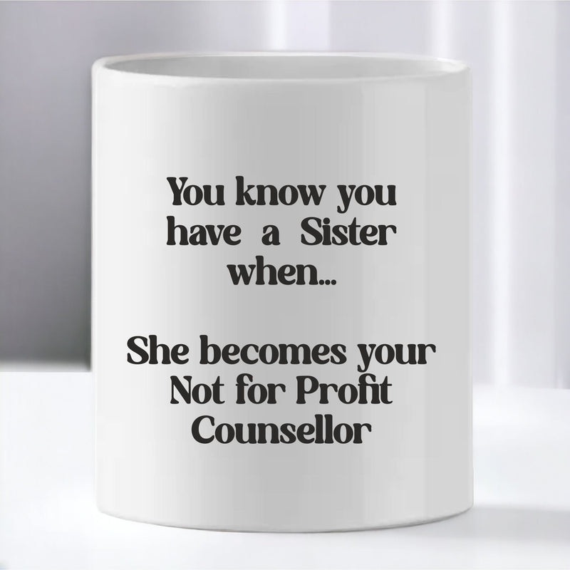 Funny Sister Quote Mug & Personalised Coaster PureEssenceGreetings
