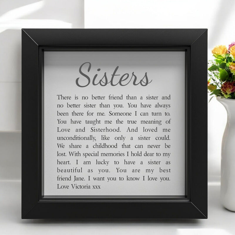 Sisters Personalised Box Frame Poem PureEssenceGreetings