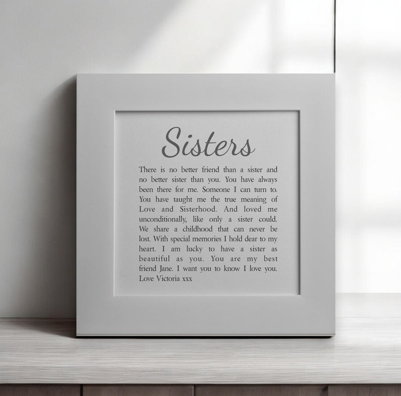 Sisters Personalised Box Frame Poem PureEssenceGreetings