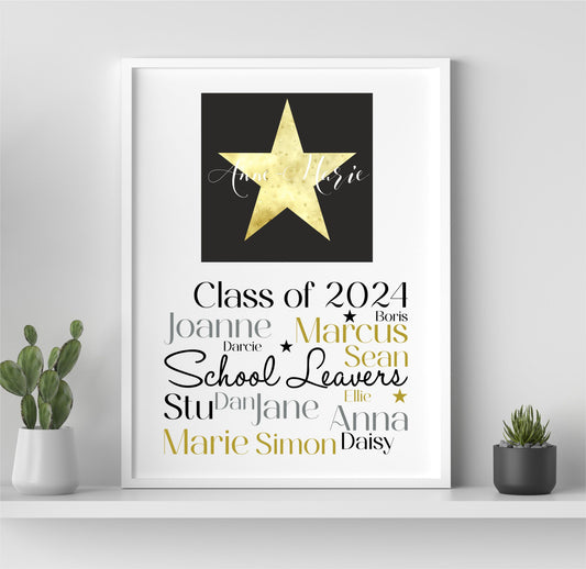 Your a Star School Leavers Garauate Personalised Word Print PureEssenceGreetings