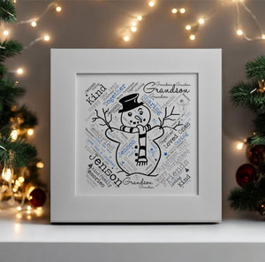 Snowman Personalised Mounted Christmas Card PureEssenceGreetings