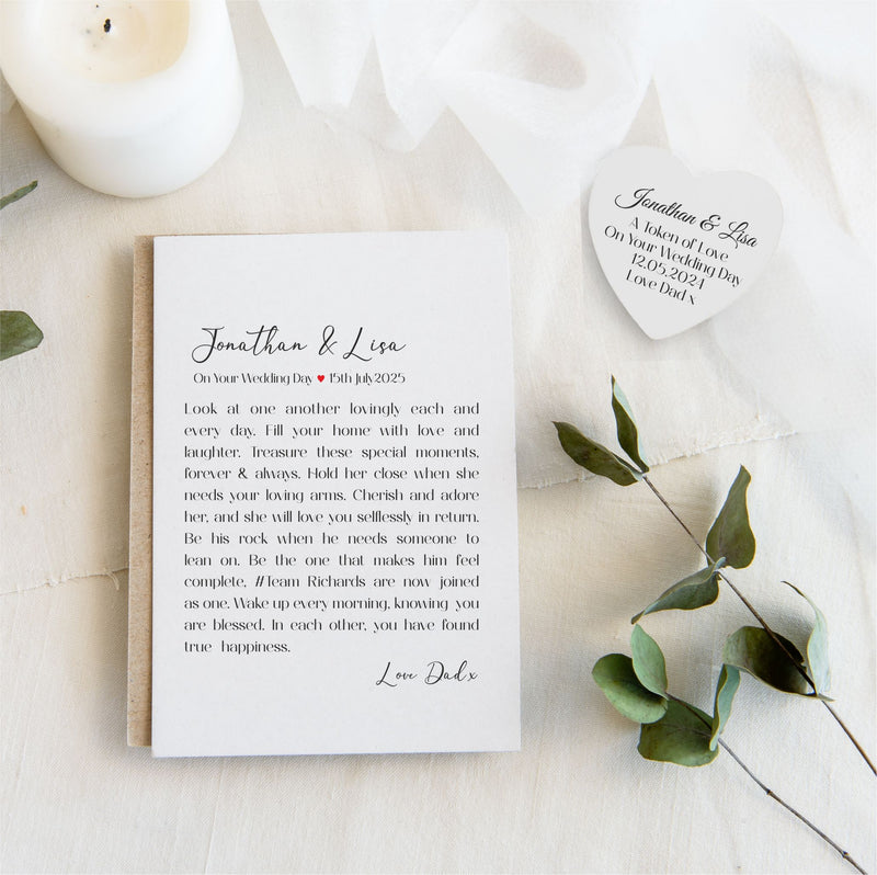 Son & Daugher in Law Wedding Day Poem Letter & Heart Set PureEssenceGreetings