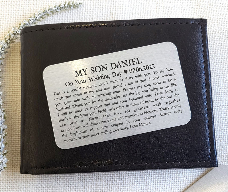 Son On Your Wedding Day Wallet Card PureEssenceGreetings