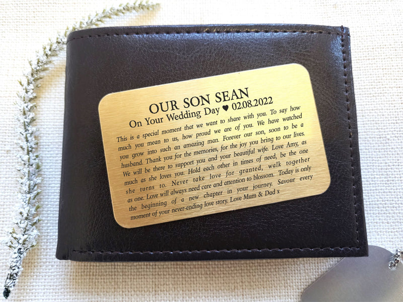 Son On Your Wedding Day Wallet Card PureEssenceGreetings