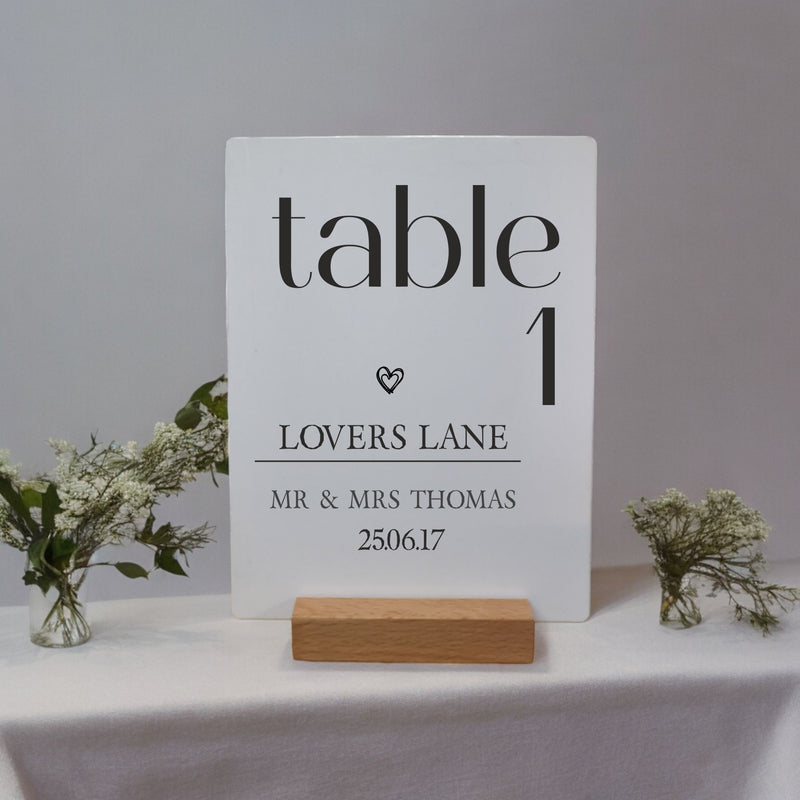 Table Number Personalised Signs PureEssenceGreetings