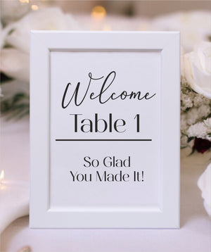 Framed Table Number Signage | Event Hire PureEssenceGreetings