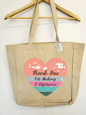 Personalised Boho Design Teacher Burlap Tote Bag