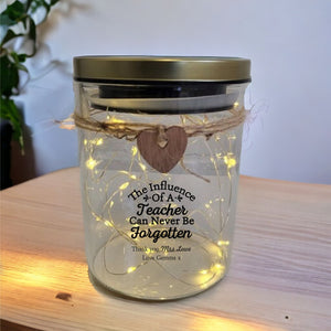 TEACHER Personalised LED Candle Jar Light PureEssenceGreetings