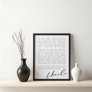 Uncle Personalised Framed Verse PureEssenceGreetings