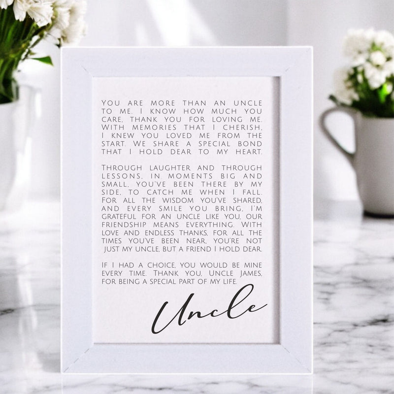 Uncle Personalised Framed Verse PureEssenceGreetings