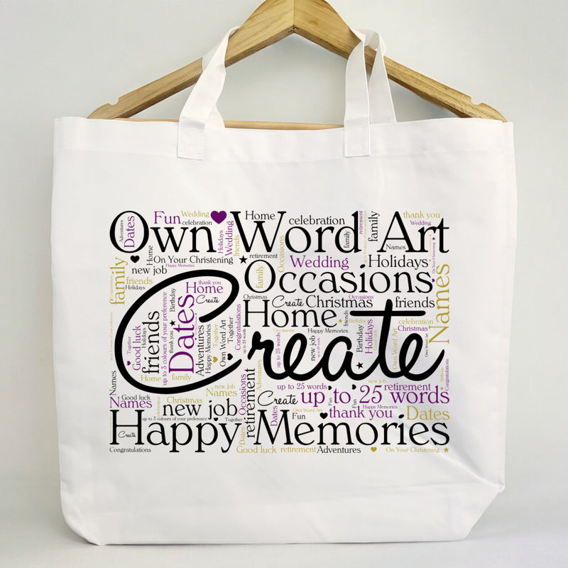 Personalised Word Art Custom Made Tote Bag | Own Text PureEssenceGreetings
