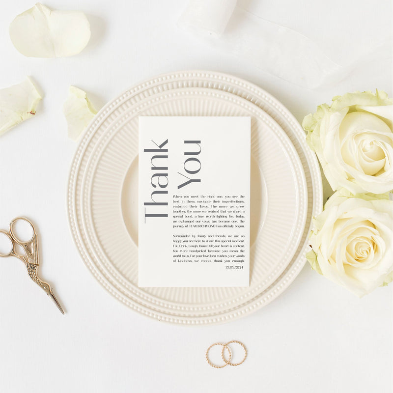 Guests Personalised Thank you Wedding Place Setting Poem Letter Pure Essence Greetings