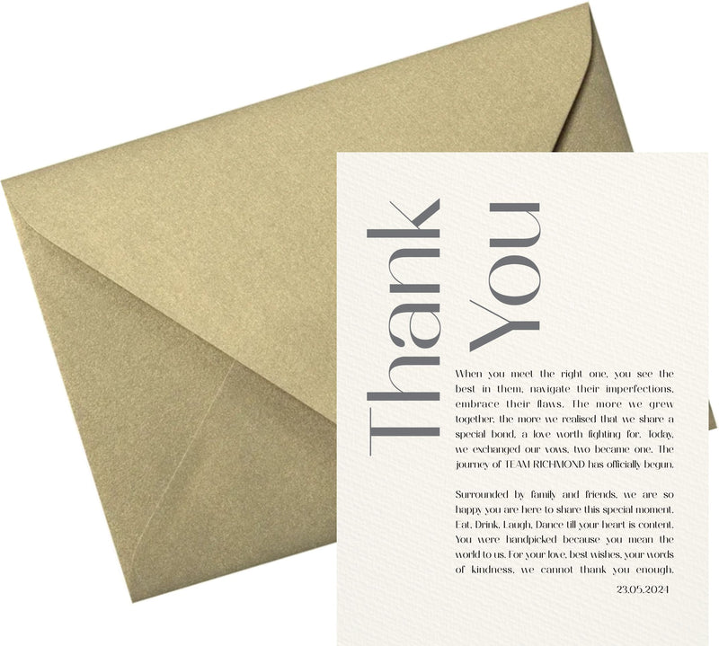 Guests Personalised Thank you Wedding Place Setting Poem Letter Pure Essence Greetings