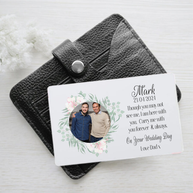 On Your Wedding Day Personalised Bereavement Photo Wallet Card PureEssenceGreetings