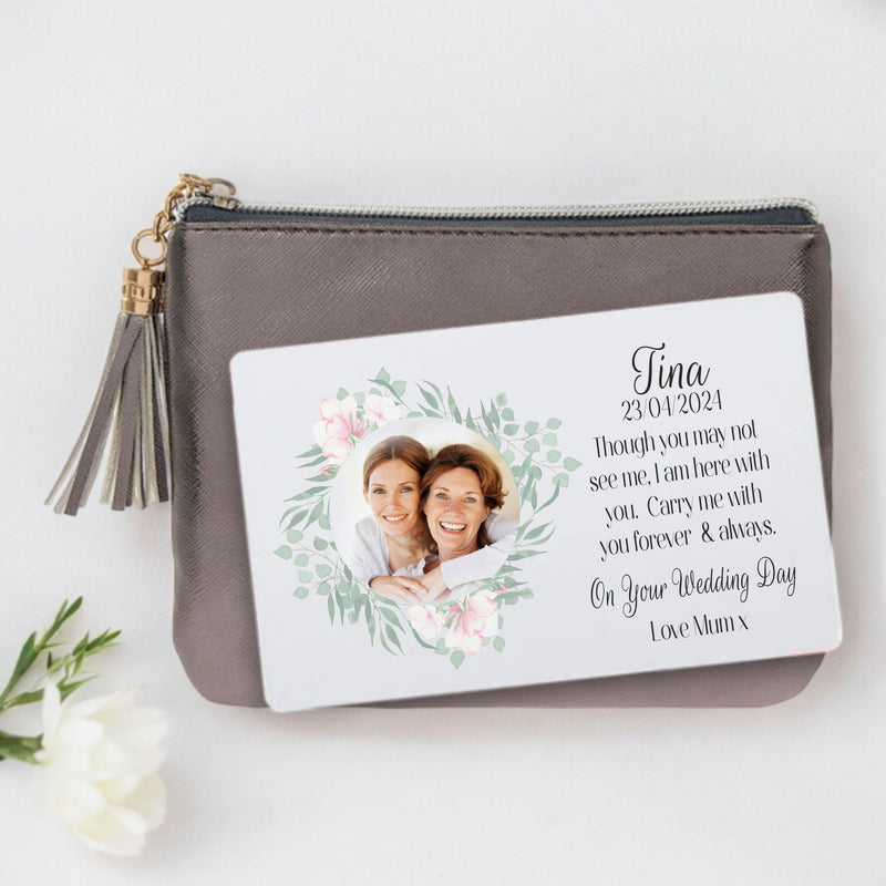 On Your Wedding Day Personalised Bereavement Photo Wallet Card PureEssenceGreetings