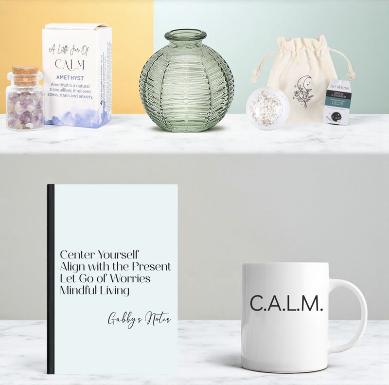 WELLBEING CALM Self-Care Personalised Journal Gift Box PureEssenceGreetings