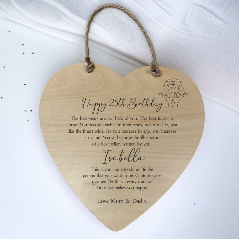 Personalised Birthday Wooden Heart Plaque | Finest Wine PureEssenceGreetings