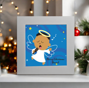 Cute Angel Boy Personalised Mounted Card PureEssenceGreetings