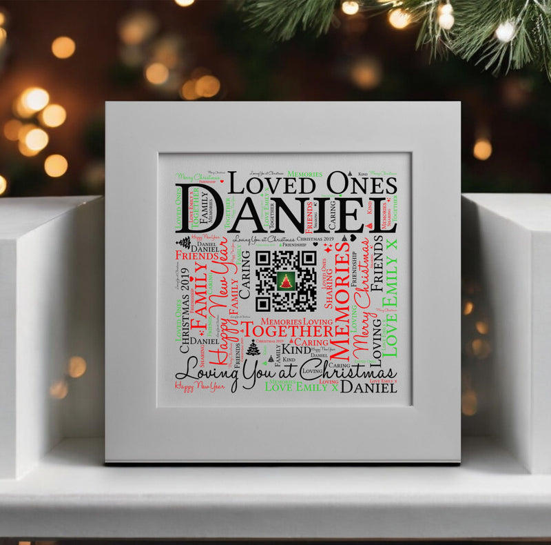 Christmas WordArt Mounted Card PureEssenceGreetings