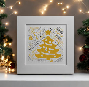 Personalised Christmas Tree Mounted WordArt Card PureEssenceGreetings