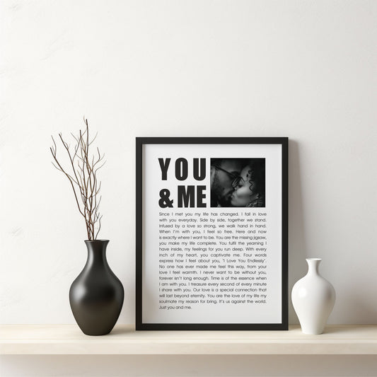 You & Me -  Love Poem | Personalised Poem print