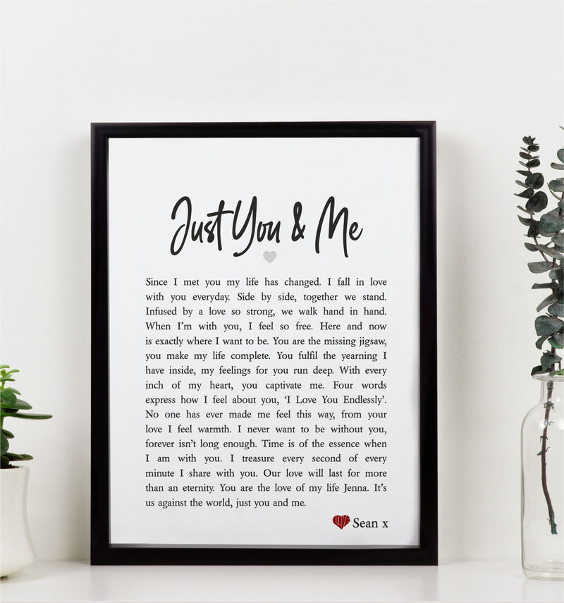 You & Me -  Love Poem | Personalised Poem print PureEssenceGreetings