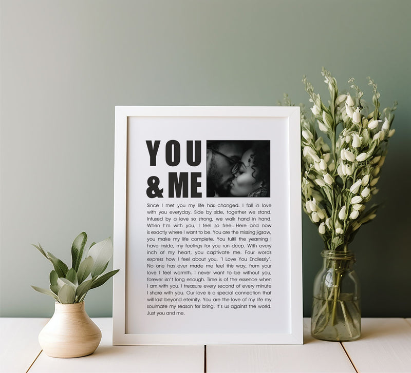 You & Me -  Love Poem | Personalised Poem print