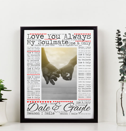 Word Art Personalised Photo Love Frame PureEssenceGreetings