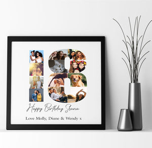 18 Photo Collage Personalised Large Framed Print | 13 Images PureEssenceGreetings