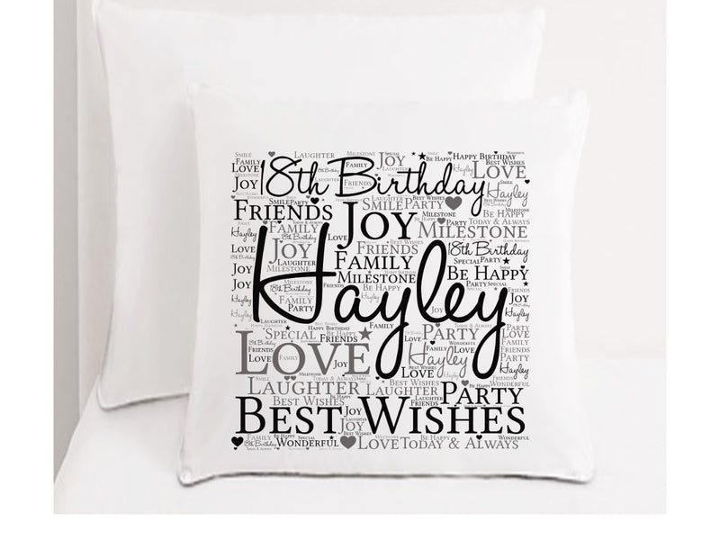 Birthday Personalised Word Art Cushion | Personalised Pillow Gift PureEssenceGreetings 