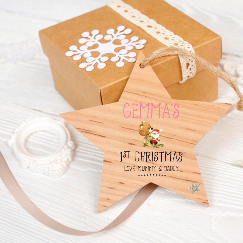 Personalised 1st Christmas Star Decoration - PureEssenceGreetings 