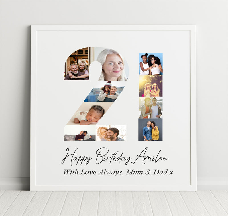 21st Birthday Collage Large Personalised Framed Print | 11 Images PureEssenceGreetings