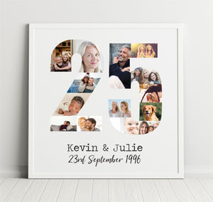 25th Anniversary Collage Large Personalised Framed Print | 14 Images PureEssenceGreetings
