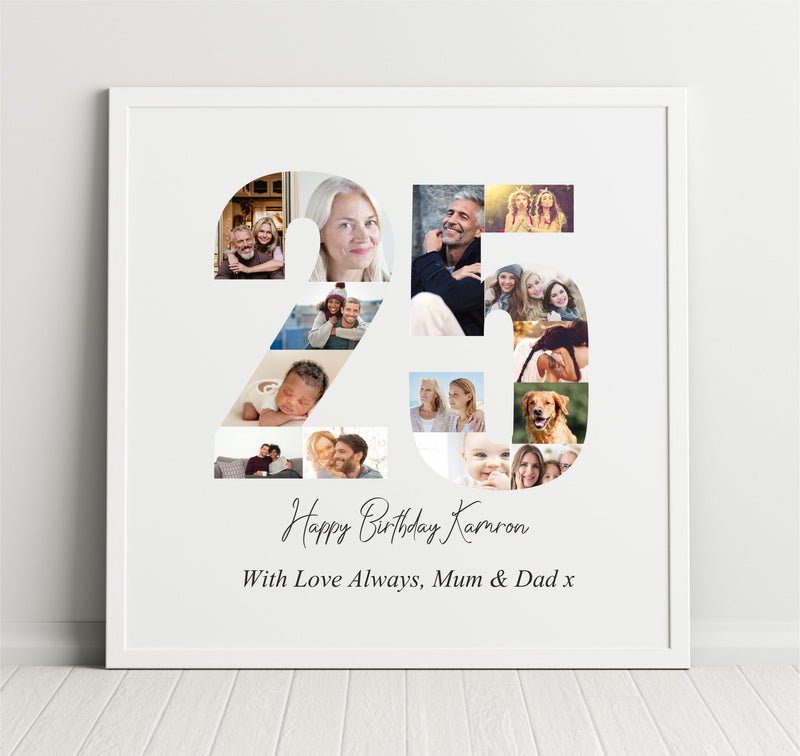 25th Birthday Collage Large Personalised Framed Print | 14 Images PureEssenceGreetings