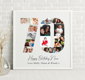 70th Birthday Large Collage Personalised Framed Print | 14 Images PureEssenceGreetings