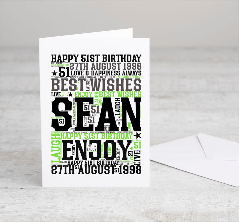 Word Art Birthday Personalised Card | Any Age PureEssenceGreetings