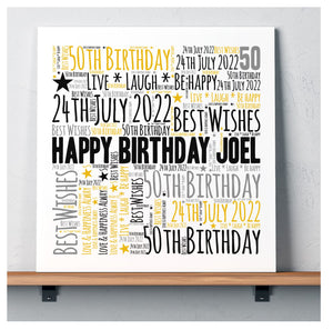 Word Art Birthday Personalised Square Card | Any Age PureEssenceGreetings