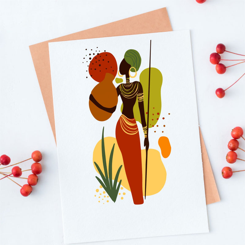 Abstract Design African Woman Personalised Card | 002 PureEssenceGreetings