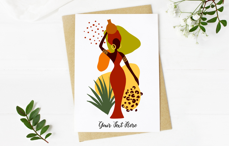 African Woman Abstract Design Greeting Card PureEssenceGreetings