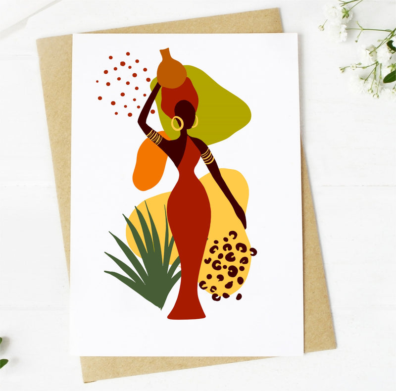 African Woman Abstract Design Personalised Card | 001 PureEssenceGreetings