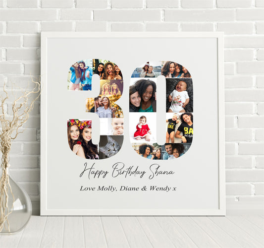 Birthday Collage Large Personalised Framed Print | 15 Images |  30th 40th PureEssenceGreetings