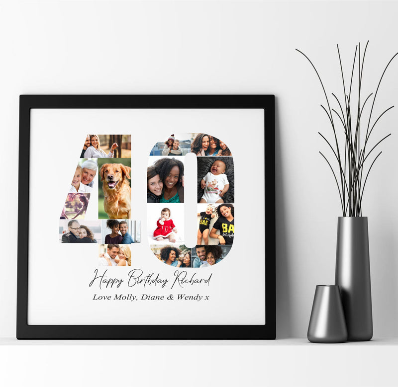 Birthday Collage Large Personalised Framed Print | 15 Images |  30th 40th PureEssenceGreetings